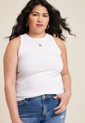Plus Size 24/7 Highline Solid Fitted Ribbed Tank Top
