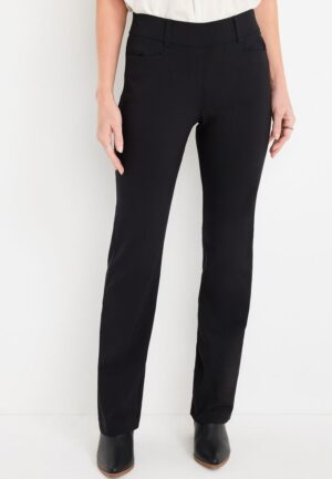 Black Bengaline Mid Rise Bootcut Pant