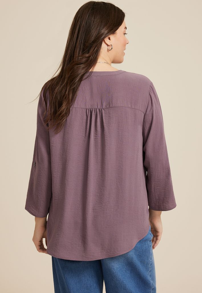 Plus Size Atwood 3/4 Sleeve Popover Blouse - Image 2