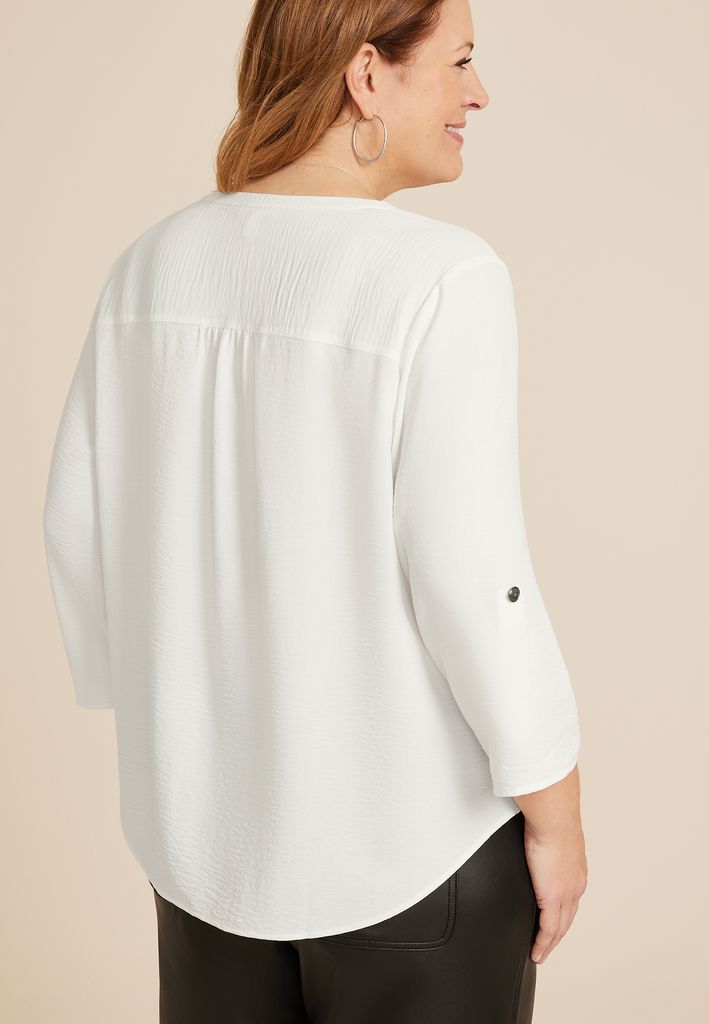 Plus Size Atwood 3/4 Sleeve Popover Blouse - Image 2