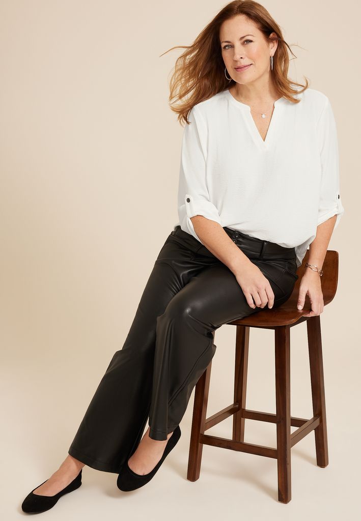 Plus Size Atwood 3/4 Sleeve Popover Blouse - Image 3