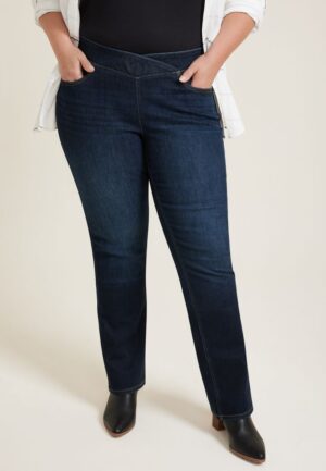 Plus Size m jeans by maurices&trade; Cool Comfort Crossover Pull On High Rise Barely Boot Jean