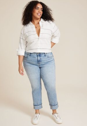 Plus Size m jeans by maurices&trade; Cuffed High Rise Slim Straight Ankle Jean