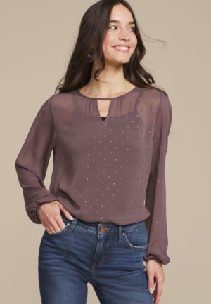 Leighton Gold Clip Dot Blouse