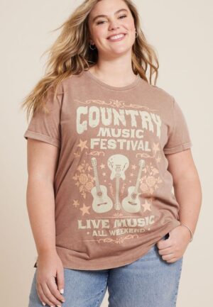 Plus Size Country Music Festival Oversized Fit Graphic Tee