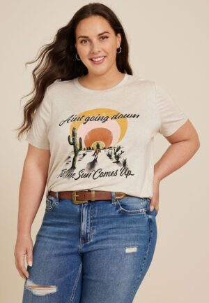 Plus Size Aint Going Down Til The Sun Comes Up Classic Fit Graphic Tee