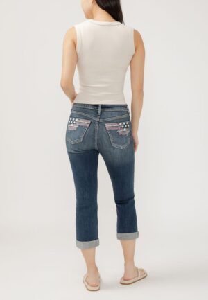 Silver Jeans Co.&reg; Suki Curvy Mid Rise Americana Cuffed Hem Capri
