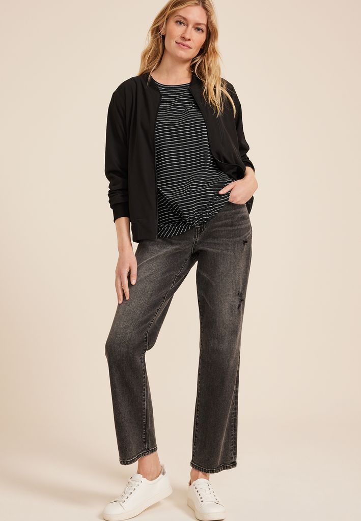 24/7 Austin Striped Knot Hem Short Sleeve Tee - Image 3