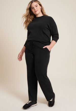 Plus Size Cloud Scuba Knit Wide Leg Sweatpant