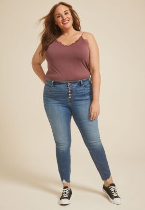 Plus Size m jeans by maurices&trade; High Rise Button Fly Ankle Jegging