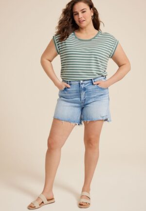 Plus Size Flying Monkey&trade; High Rise Frayed Hem 5in Short