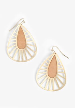 Wooden Inlay Teardrop Earring