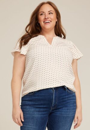 Plus Size Atwood Flutter Sleeve Blouse