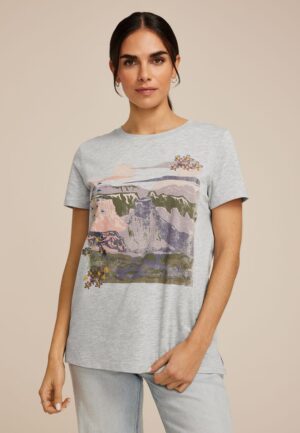 Mountain Floral Embroidered Classic Fit Graphic Tee