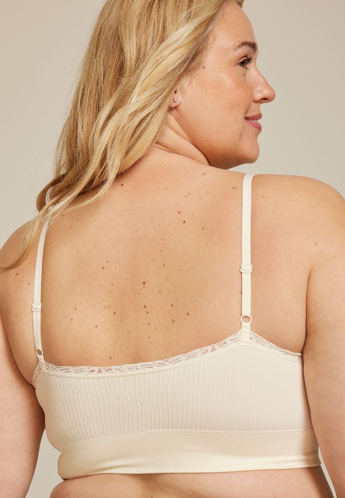 True Stretch Seamless Ribbed Lace Trim Bralette - Image 2