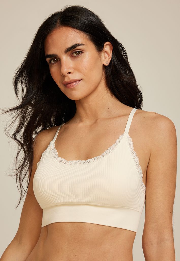 True Stretch Seamless Ribbed Lace Trim Bralette - Image 3