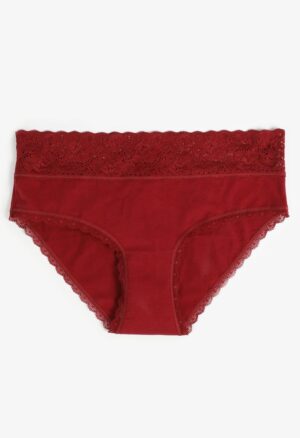 Simply Comfy Lace Trim Cotton Hipster Panty