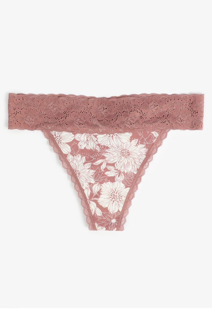 Simply Comfy Cotton Floral Thong Panty