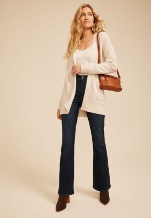 90s Waffle Knit Slouch Open Front Cardigan