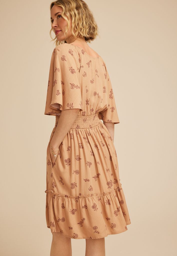 Floral Flutter Textured Skater Dress - Image 2