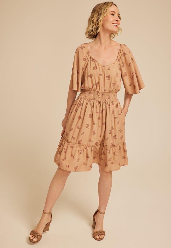 Floral Flutter Textured Skater Dress - Image 3