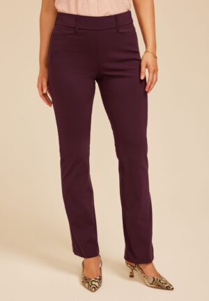 Burgundy Bengaline Mid Rise Bootcut Pant