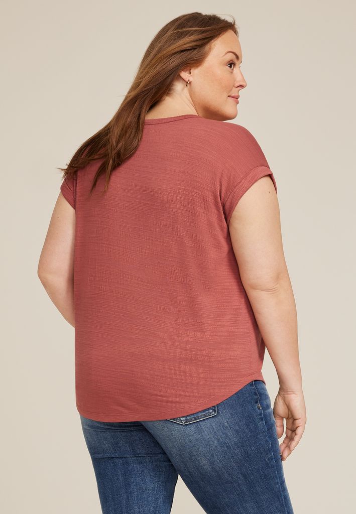 Plus Size 24/7 Clara Textured Short Sleeve Tee - Image 2