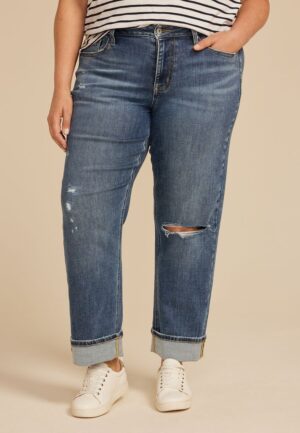 Plus Size edgely&trade; High Rise Cuffed Hem Relaxed Straight Jean