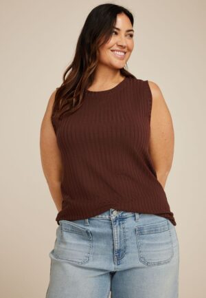 Plus Size Ribbed Side Gusset Tank Top