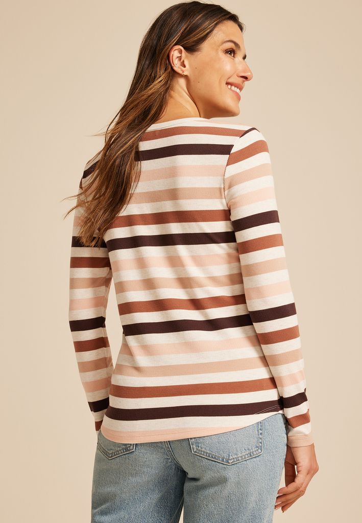 Heartland Striped Henley Long Sleeve Tee - Image 2