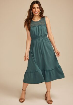 Crochet Trim Top Midi Dress