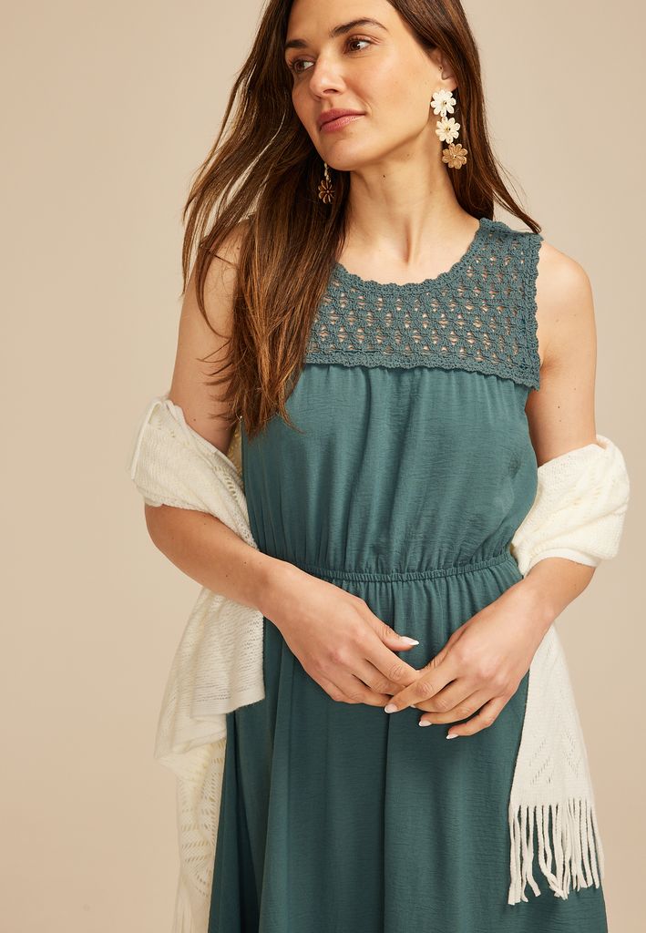 Crochet Trim Top Midi Dress - Image 3
