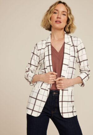 Plaid Versa 3/4 Sleeve Blazer