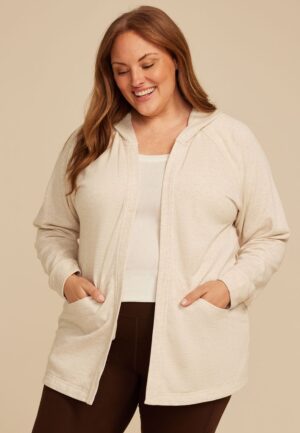 Plus Size French Terry Hooded Cardigan