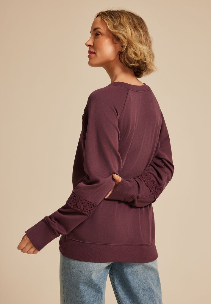 Crochet Mix Relaxed Fit Sweatshirt - Image 2