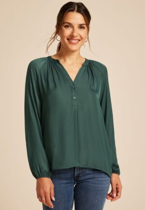 Henley V Neck Blouse