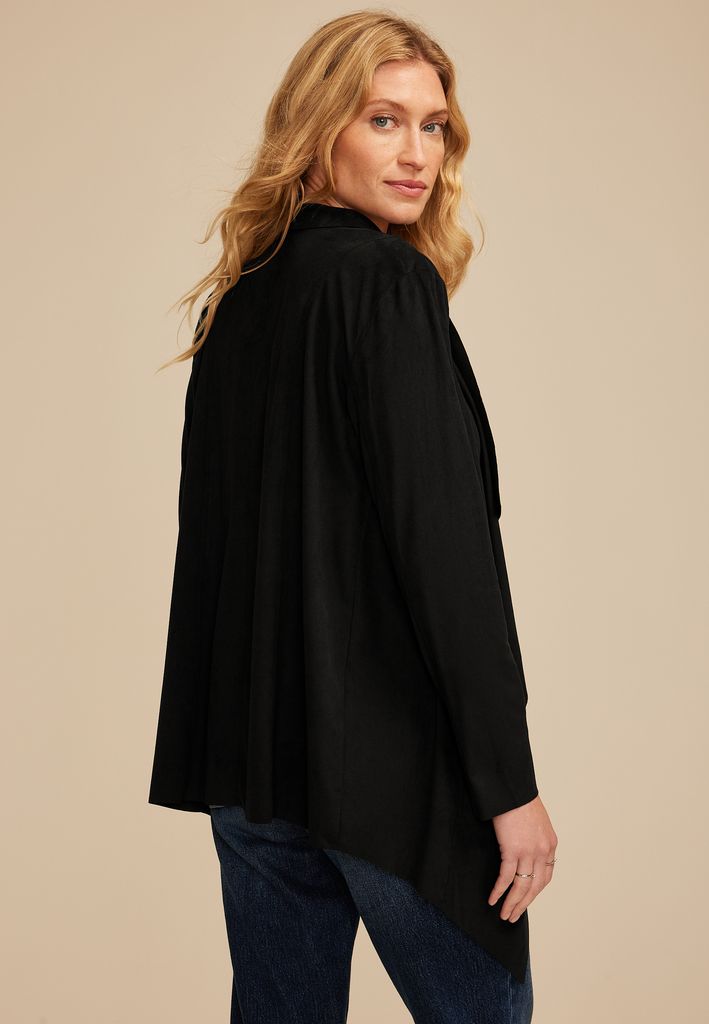 Faux Suede Waterfall Cardigan - Image 2