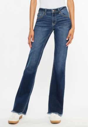 KanCan&trade; Curvy Mid Rise Frayed Hem Bootcut Jean