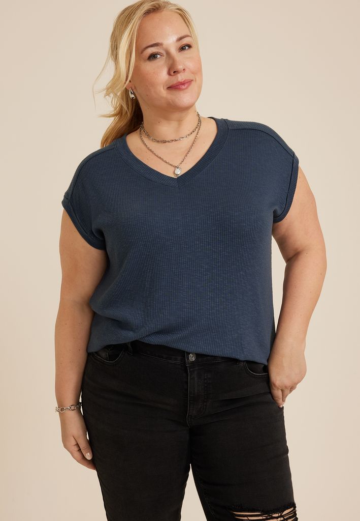 Plus Size 24/7 Berkley V Neck Tee