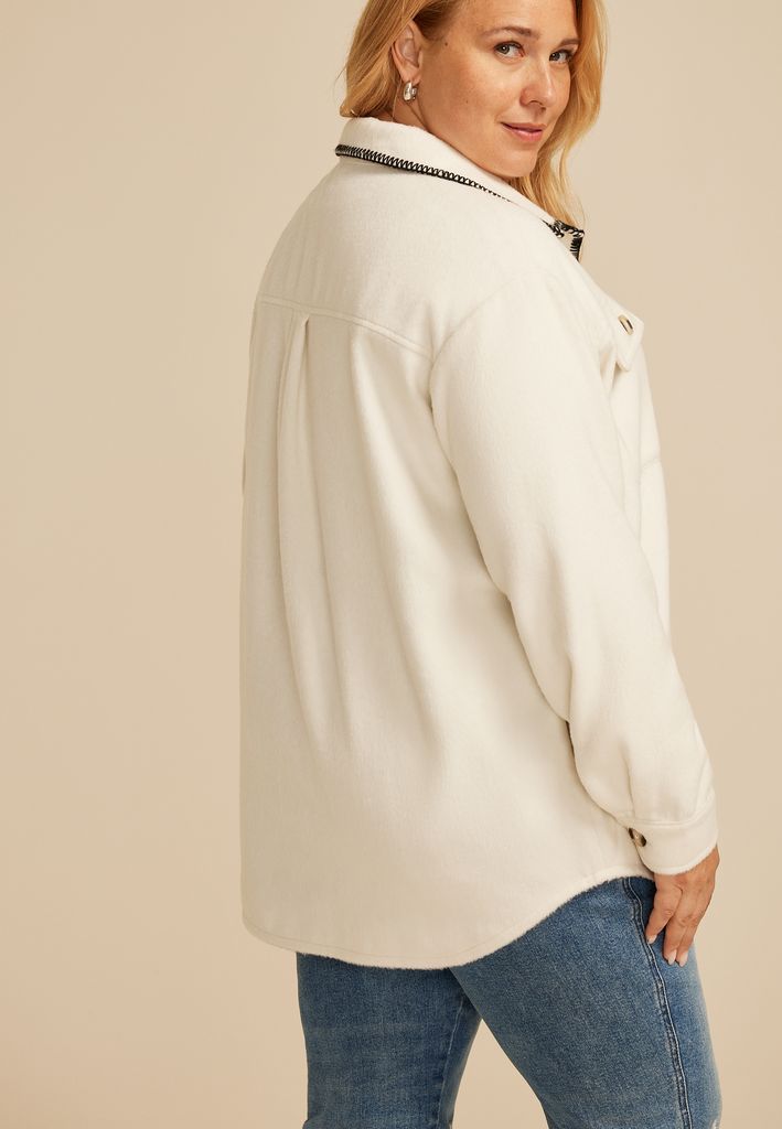 Plus Size Whipstitch Shacket - Image 2