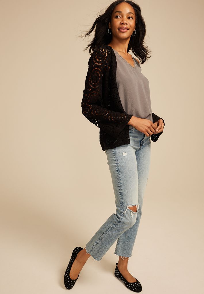 Lace Trim V Neck Tank Top - Image 3