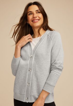 French Terry Button Front Cardigan