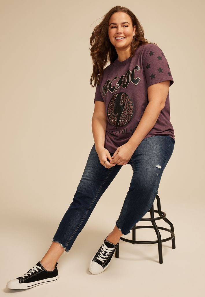 Plus Size ACDC Back in Black Leopard Print Oversized Fit Graphic Tee - Image 3