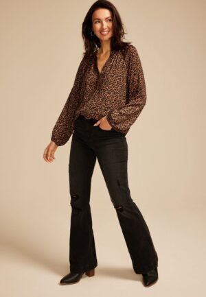 Leopard V Neck Blouse
