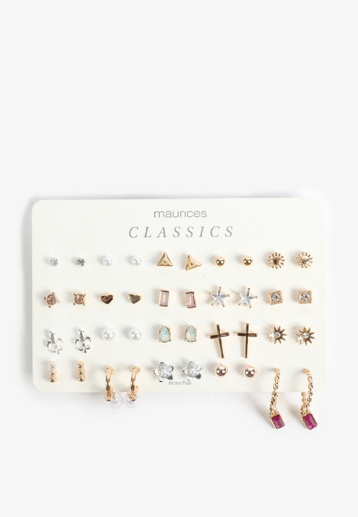 20 Pack Mixed Metals Earring Set