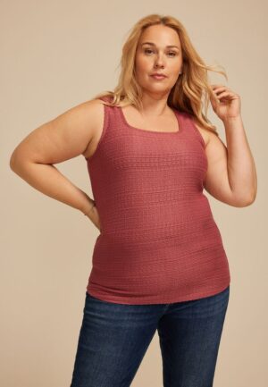 Plus Size Textured Sweater Tank Top