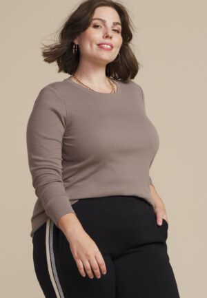 Plus Size 24/7 Ada Ribbed Long Sleeve Tee