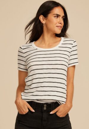 24/7 Variegated Ribbed Striped Tee
