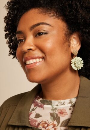 Sage Floral Raffia Drop Earrings