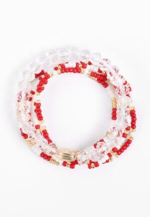 Game Day Maroon And White Stretch Bracelet Set